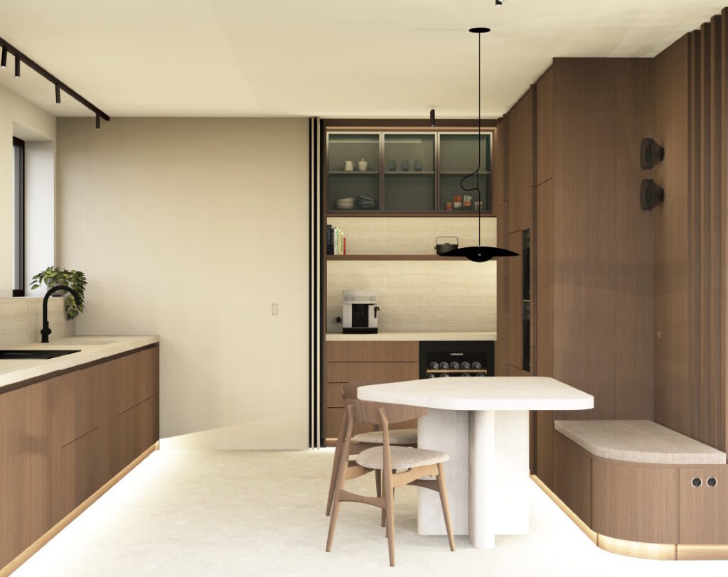 en voorbeeld van hoe Homescape een render maakt van een keuken op maat